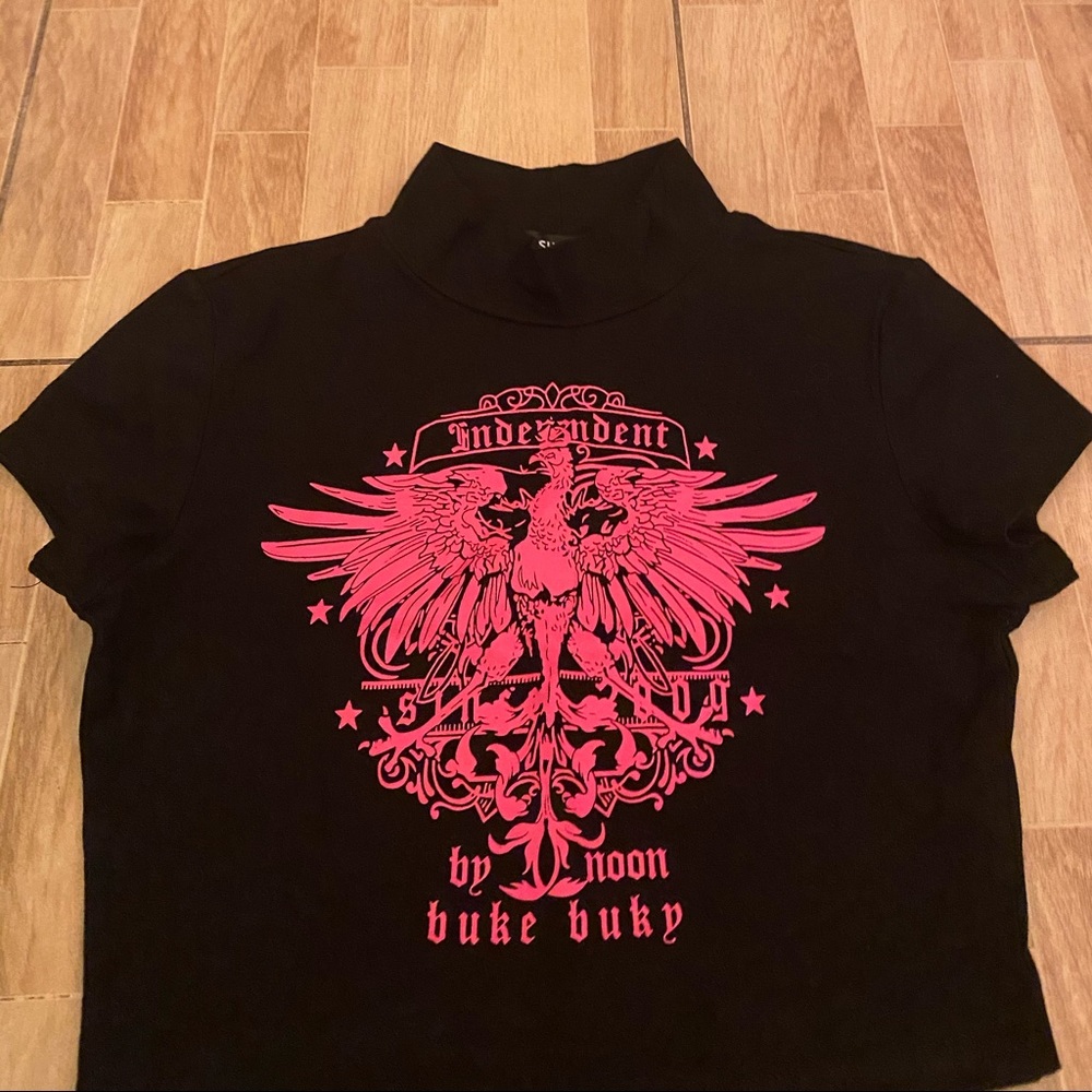 Black And Pink Crop Top